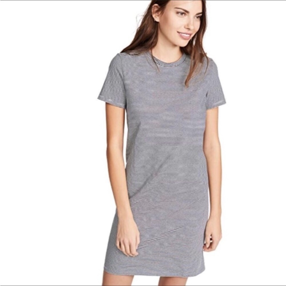𝅺Theory Continuous T Dress Blue / White Stripe Knit Short Sleeve Mini Size P/0